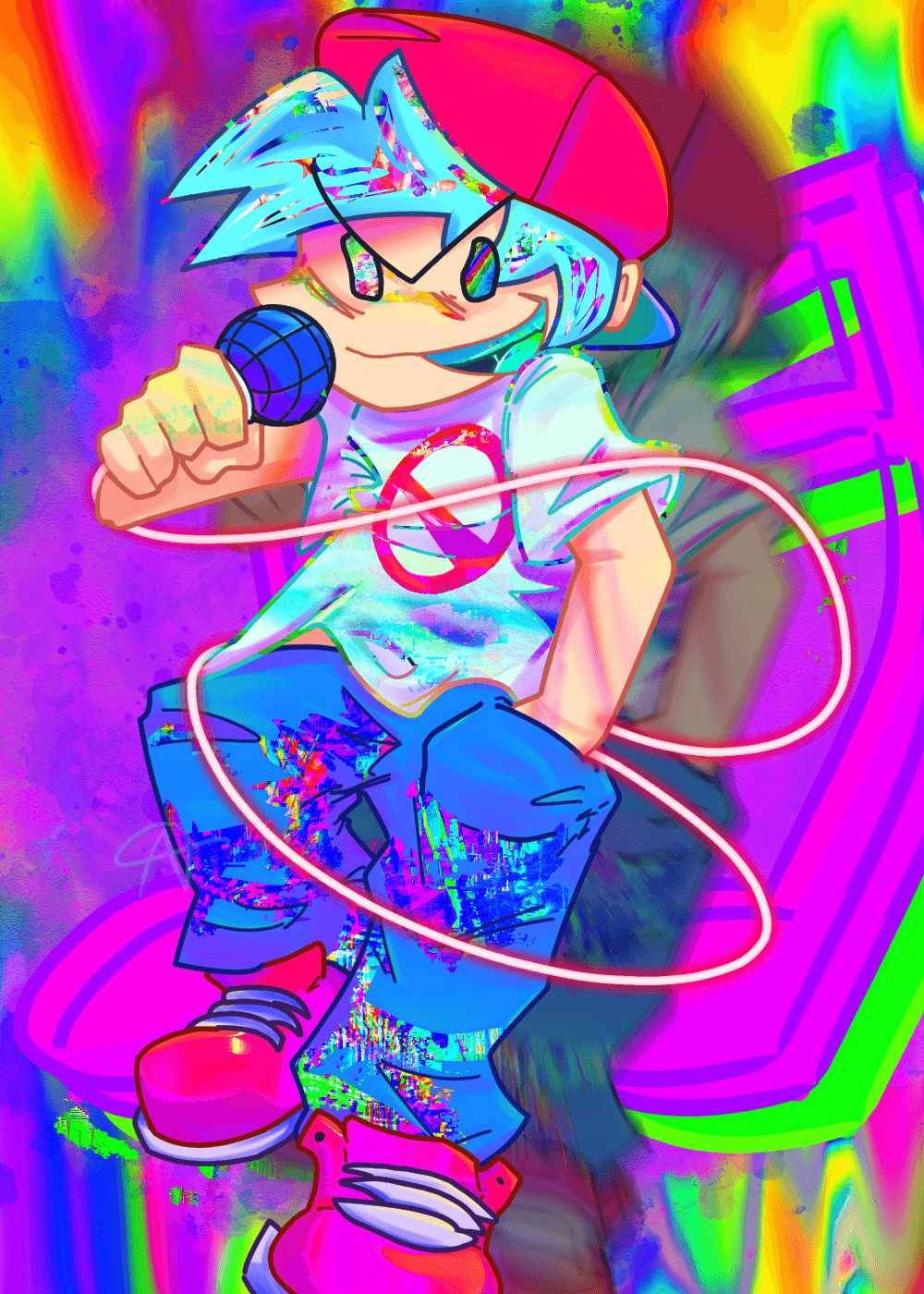 Fan art of Boyfriend from Friday Night Funkin'.