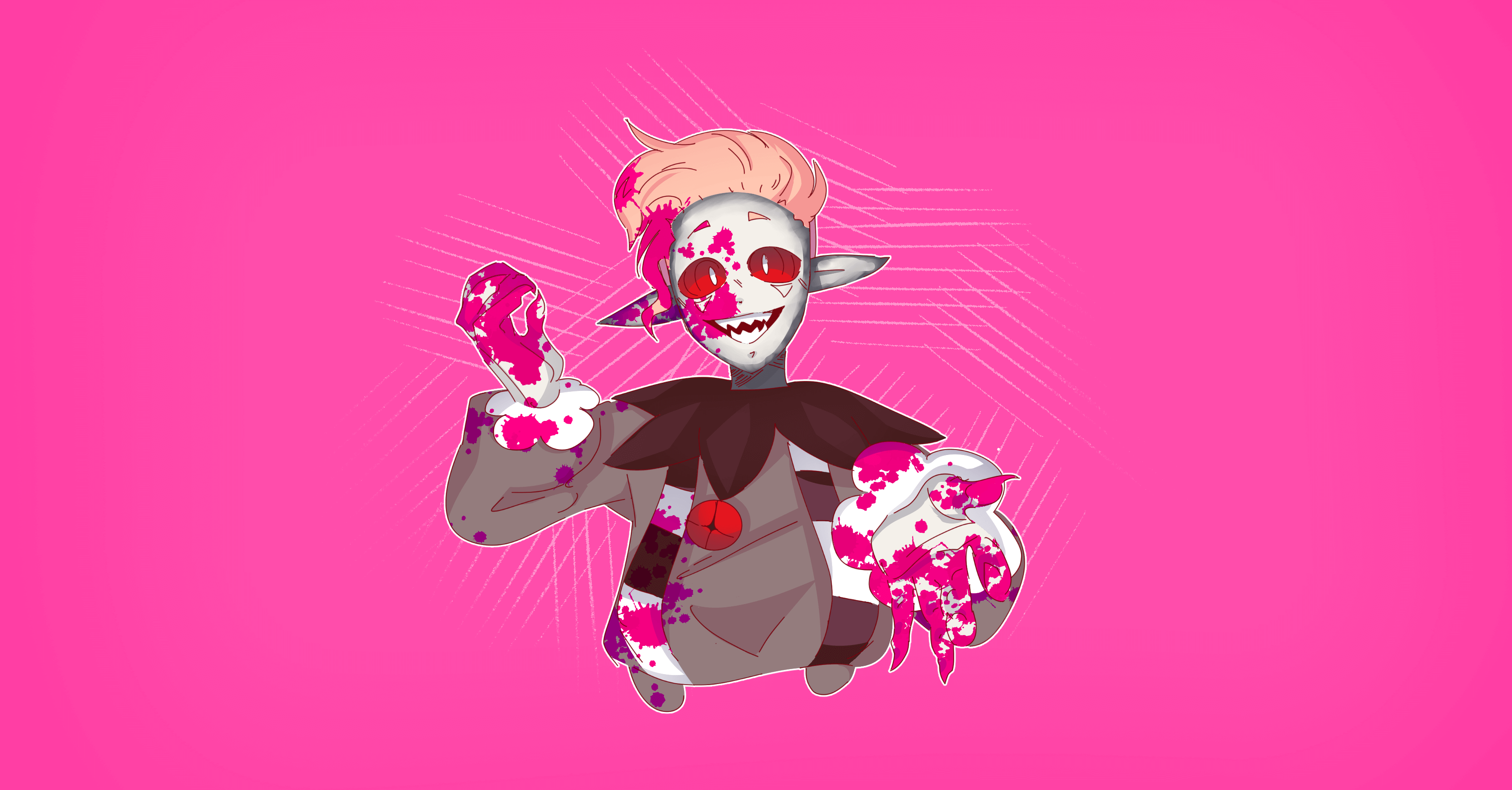 Art of a clown OC with blood on them.