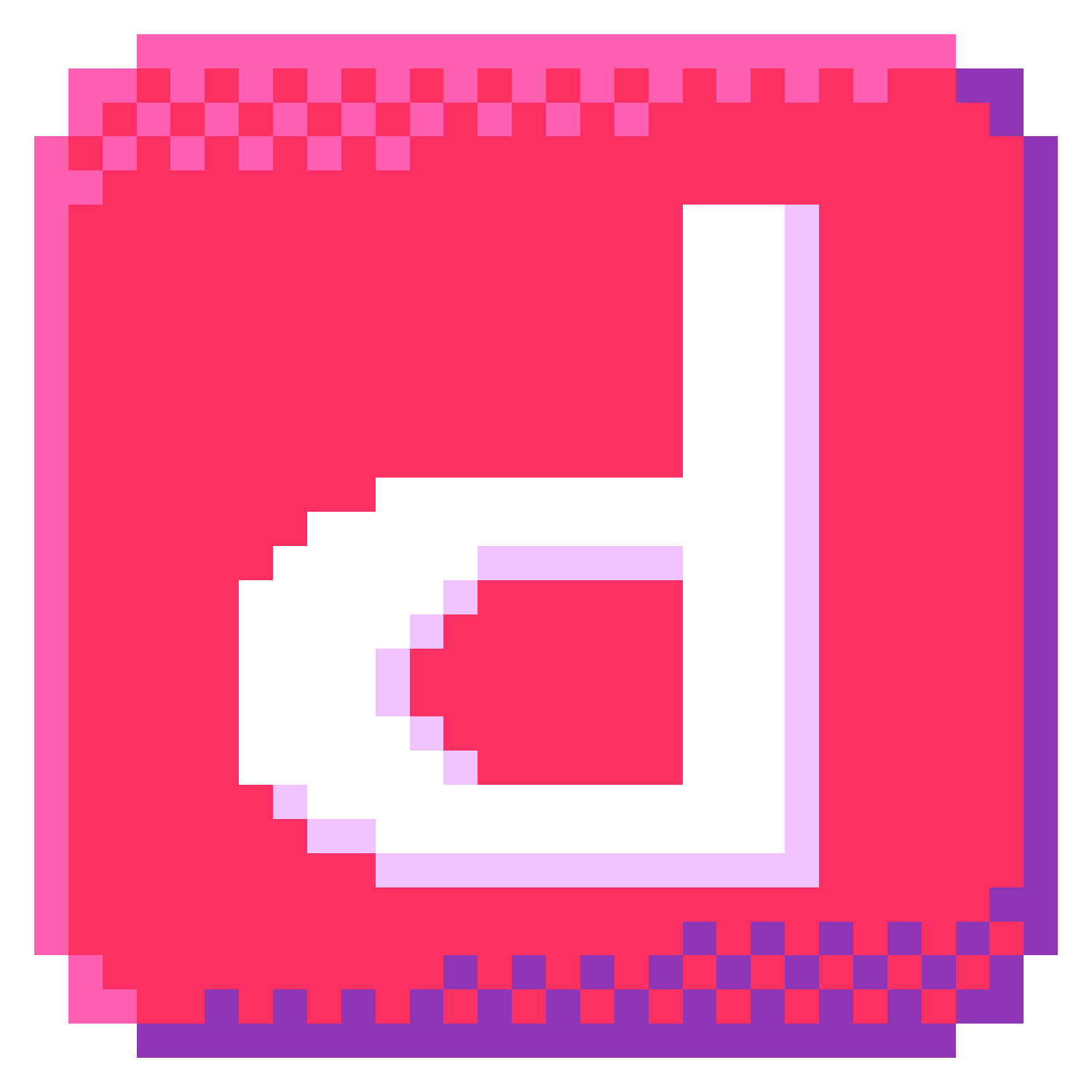 Pixel art of the Depop logo.