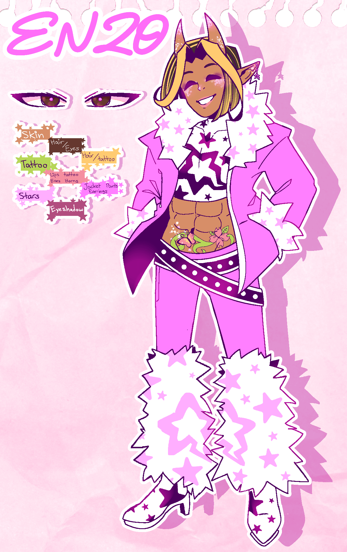 Reference art of Enzo, a Y2K McBling OC.
