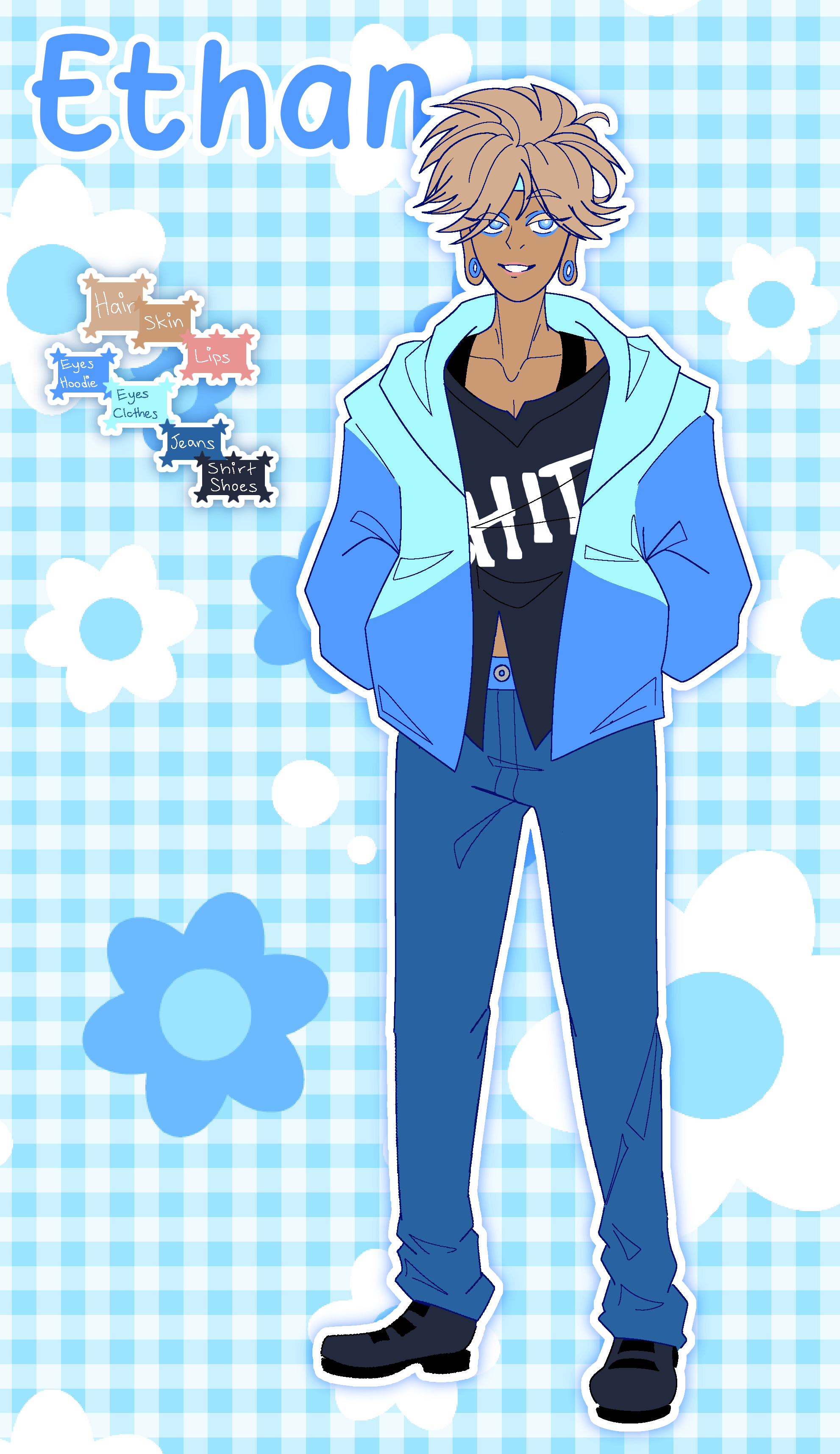 Art of a Ethan, a human Gyaruo OC.