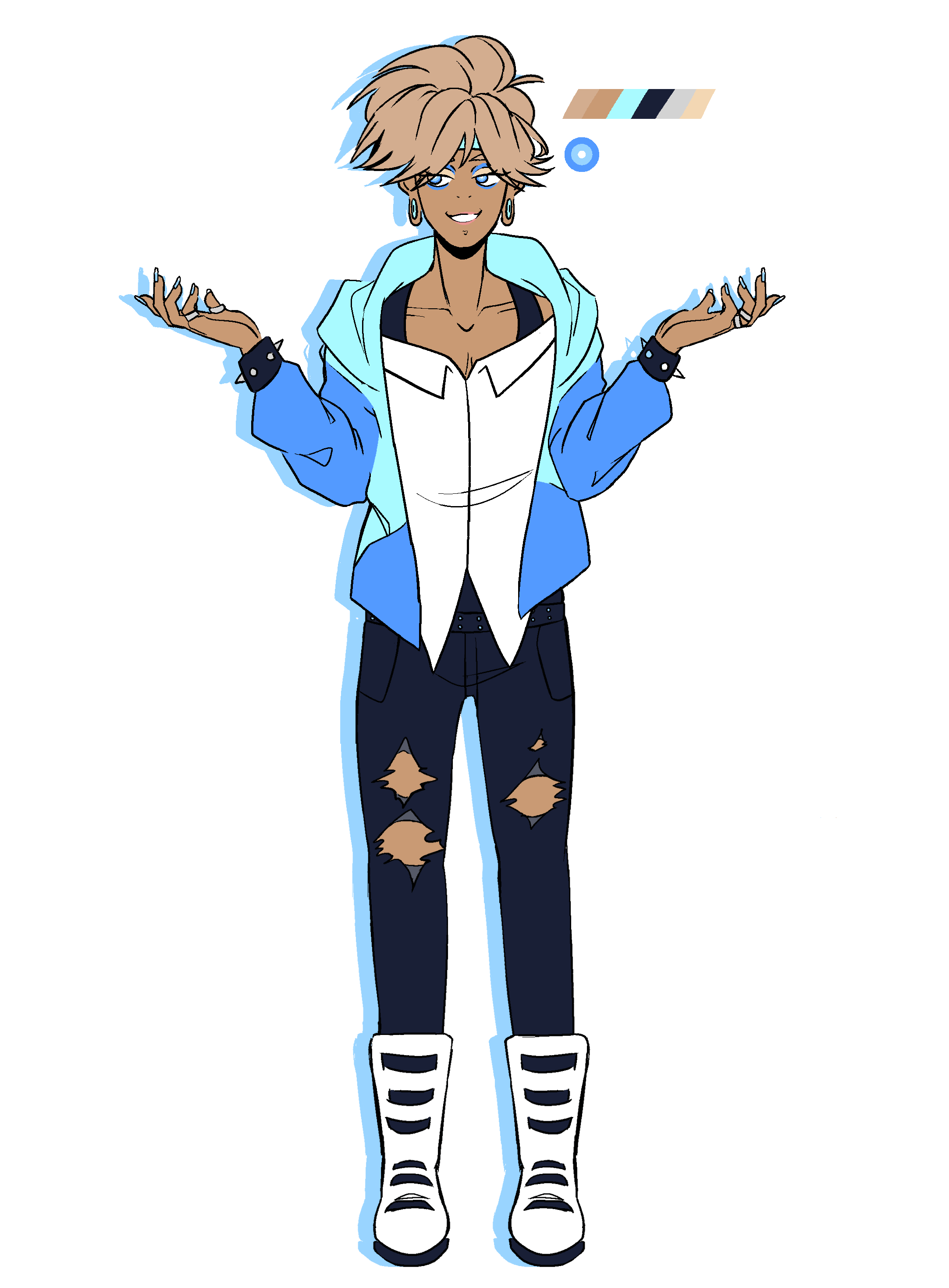 Reference art of Ethan, a gyaruo OC.