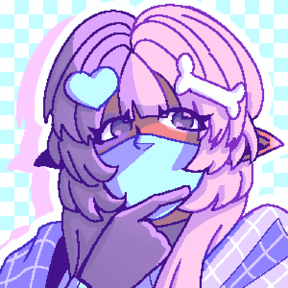 Pixel art of a demon pastel goth OC, Haven.