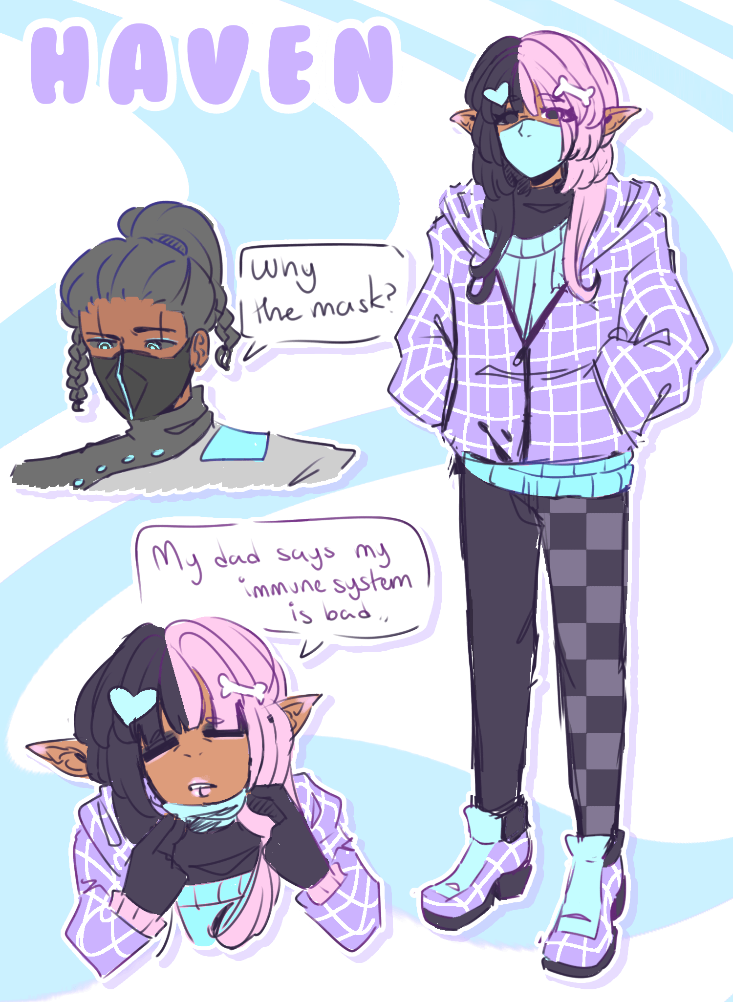 Art of a demon pastel goth OC, Haven.