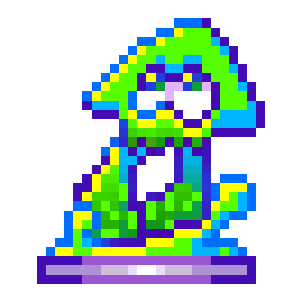 Pixel art of the Inkling Squid Amiibo.