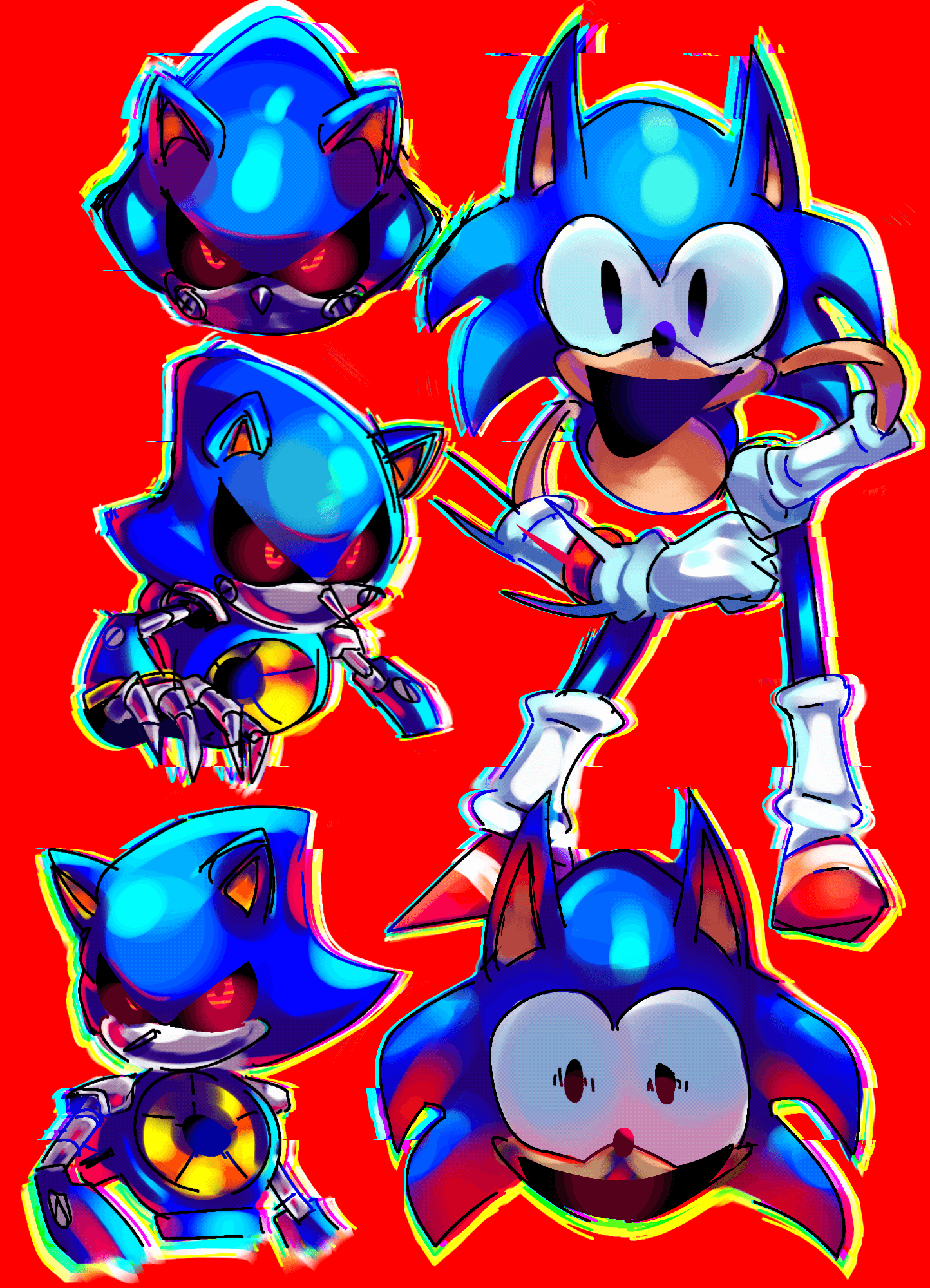 Fan art of both Metal Sonic and Rewrite, a Sonic Creepypasta.