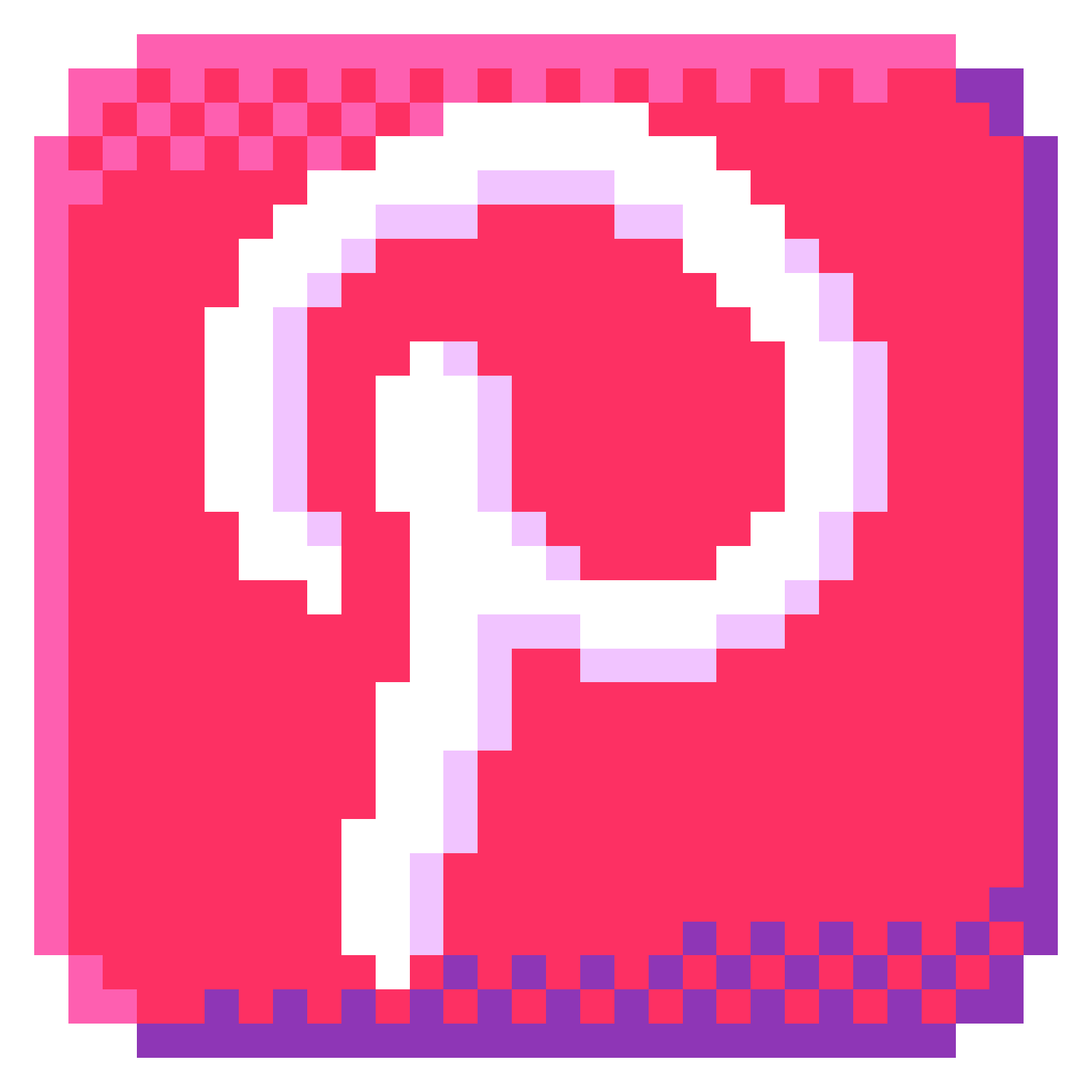 Pixel art of the Pinterest logo.