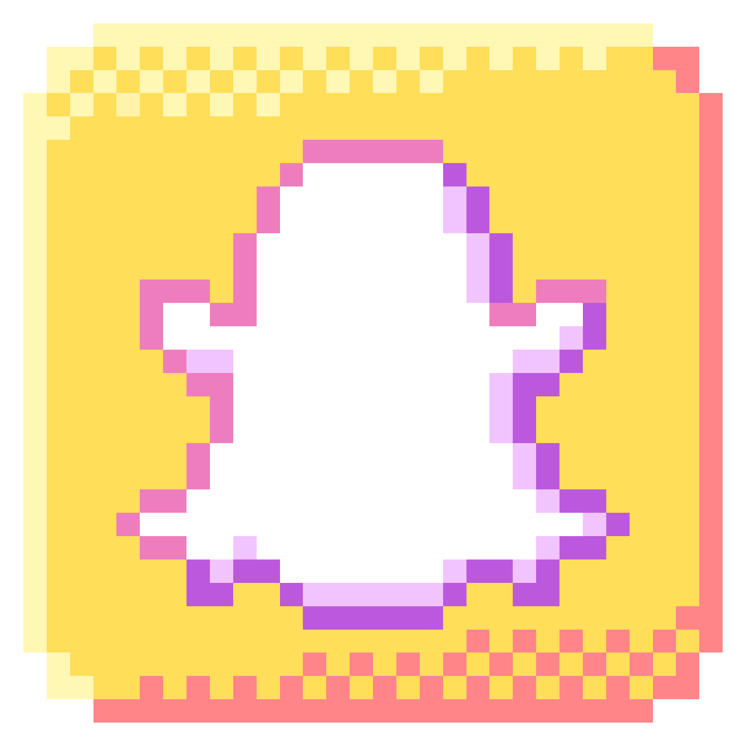 Pixel art of the Snapchat logo.