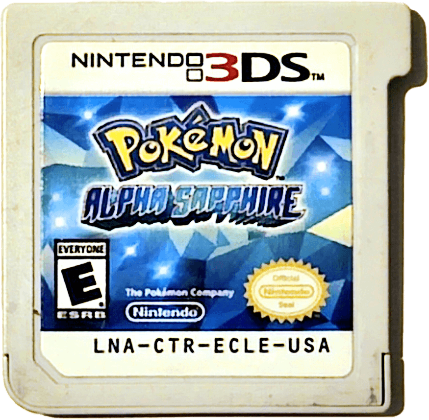 A picture of the Pokemon Alpha Sapphire game cartridge.