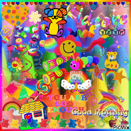 A PicMix of Kidcore, a colorful style based around primary colors.